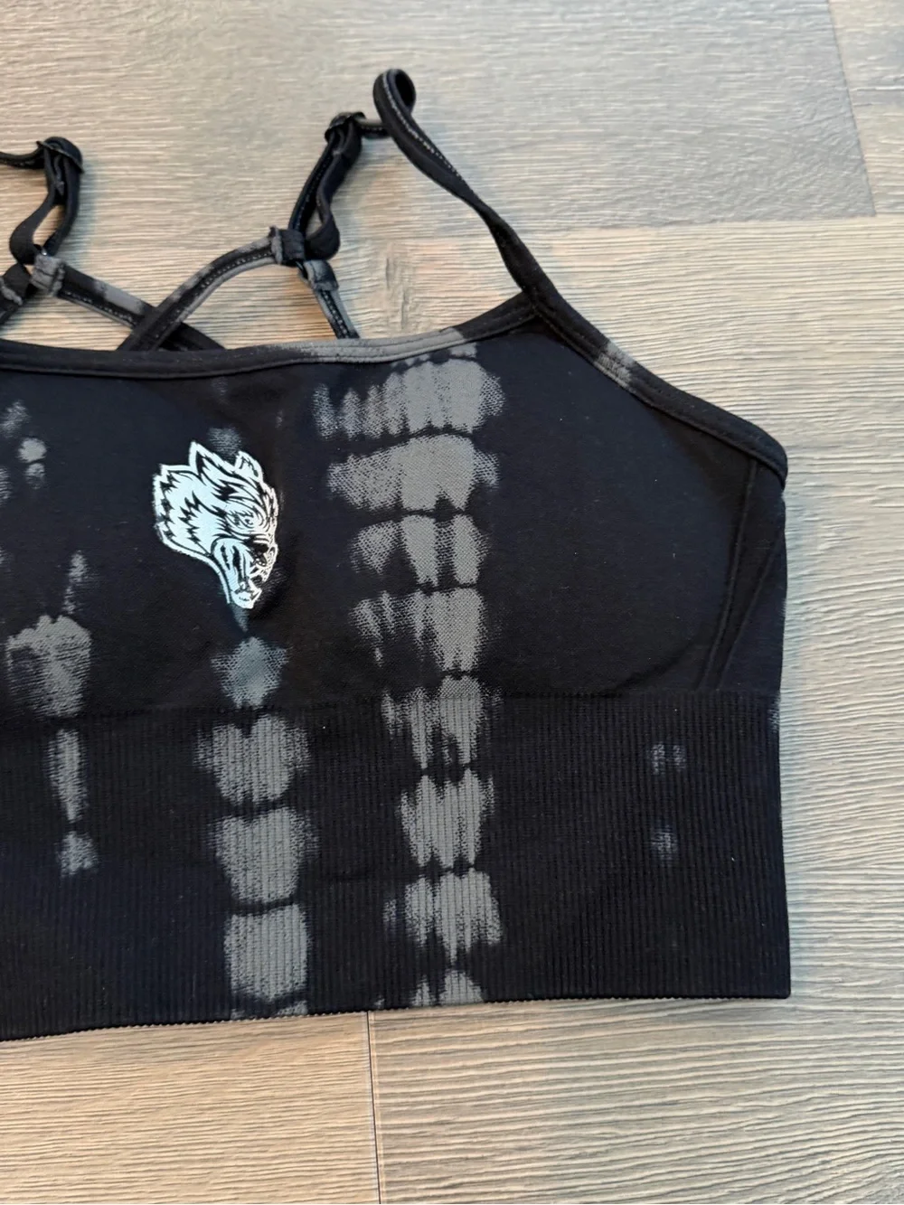 Darc sport she wolf wolves sports bra black grey tie dye